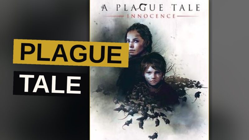 Two children stand amid a swarm of rats in a rain-drenched French village, their faces pale with terror.