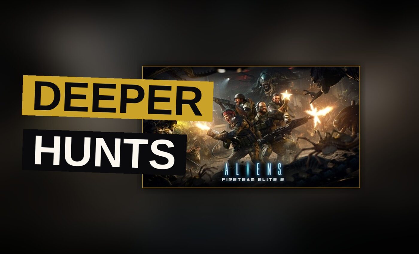 Three soldiers face a horde of xenomorphs in a dark alien facility.