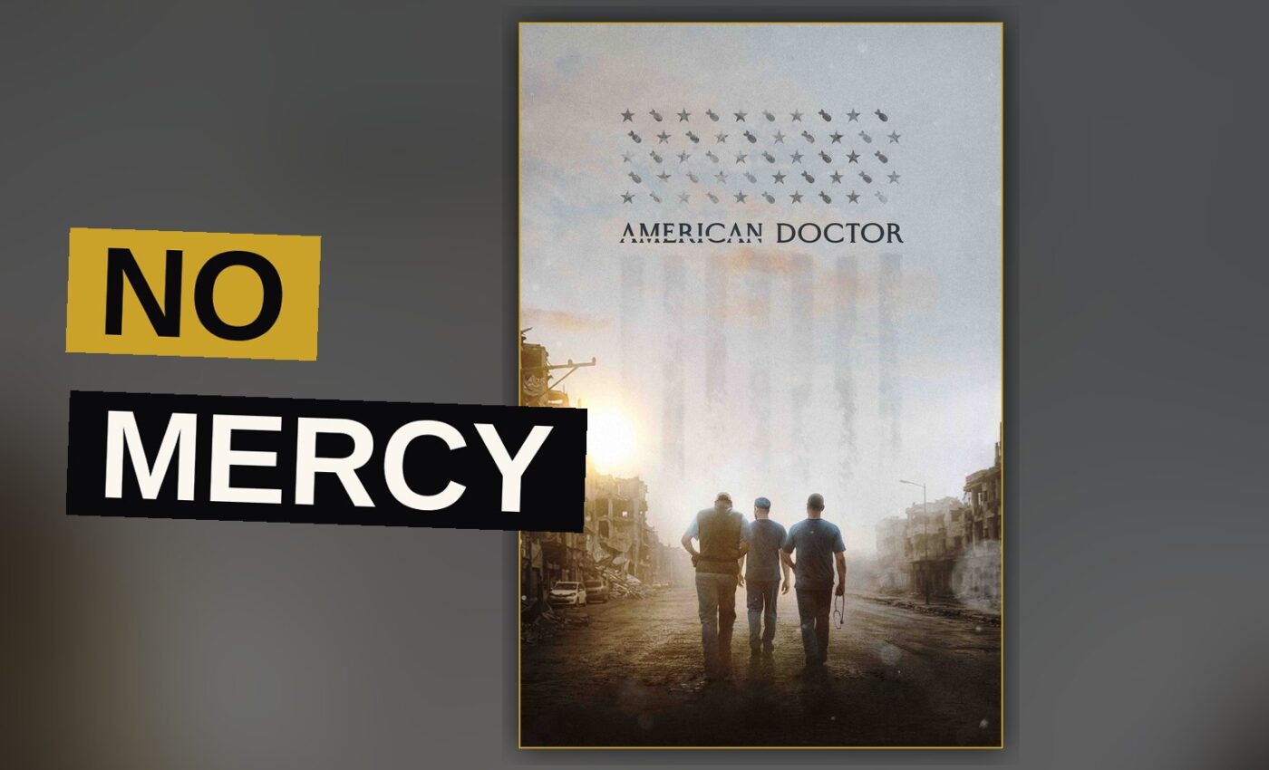 Three doctors labor within a crude hospital amid the ruin of a distant war.