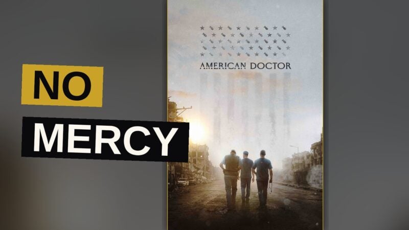 Three doctors labor within a crude hospital amid the ruin of a distant war.
