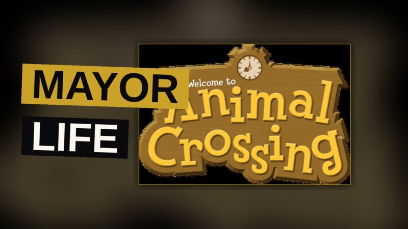 A cozy animated town with a river and lighthouse, featuring a cheerful yellow dog and a green frog villager in warm afternoon light.