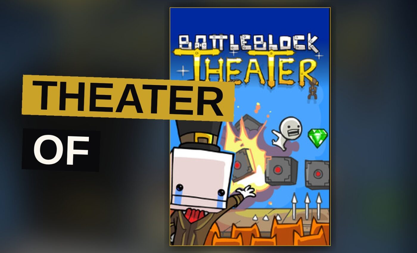 Two ragdoll heroes face a crowned catfish king on a colorful theater stage.