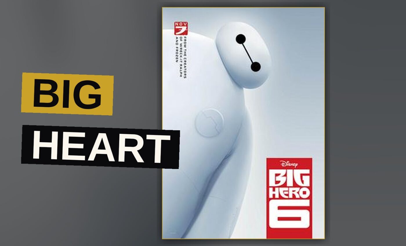 A gentle robot companion rests beside a boy beneath a glowing city skyline.