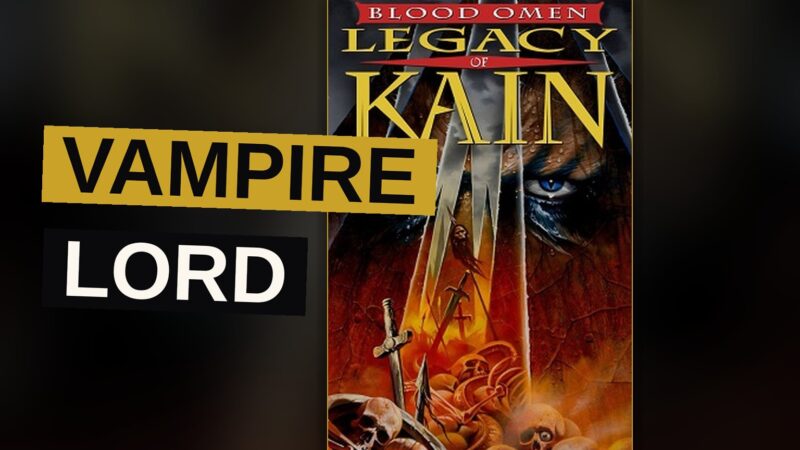 A vampire lord surveys a ruined kingdom from a high castle wall.