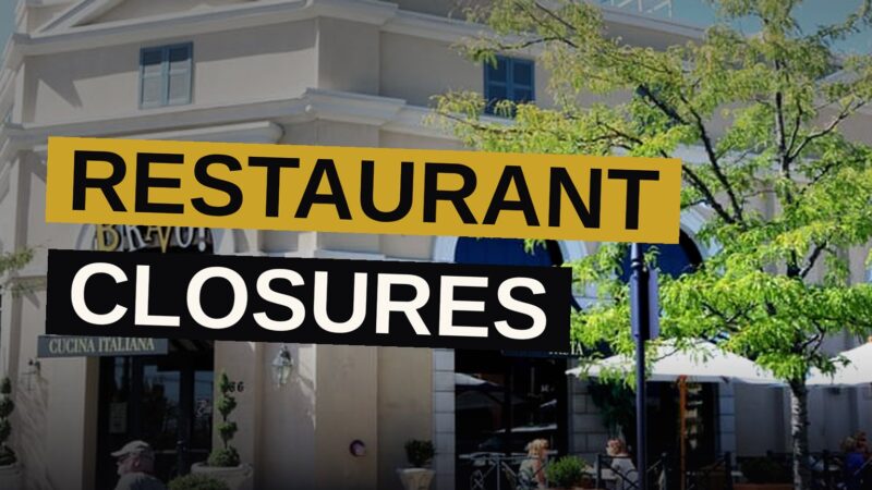 An empty Italian restaurant with closed signs, evoking a shuttered establishment.