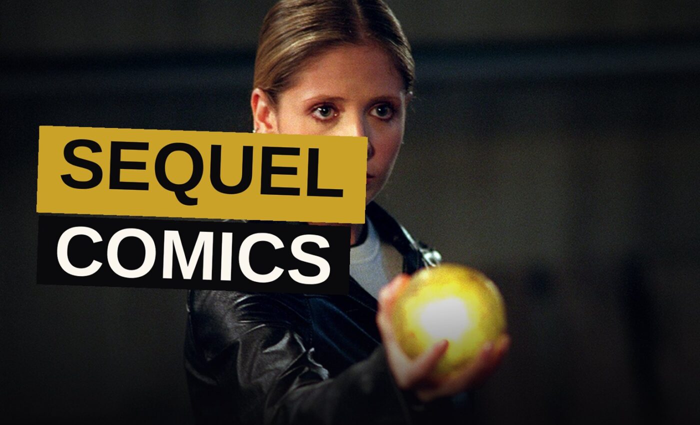 Buffy Summers in a comic book style illustration, poised with a stake and glowing energy in a graveyard.