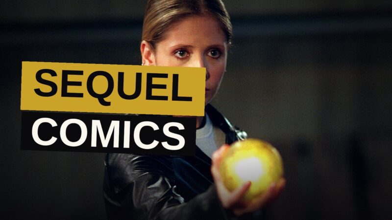 Buffy Summers in a comic book style illustration, poised with a stake and glowing energy in a graveyard.