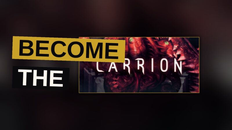 A writhing crimson mass creeps through the shadowed corridors of a stricken facility.