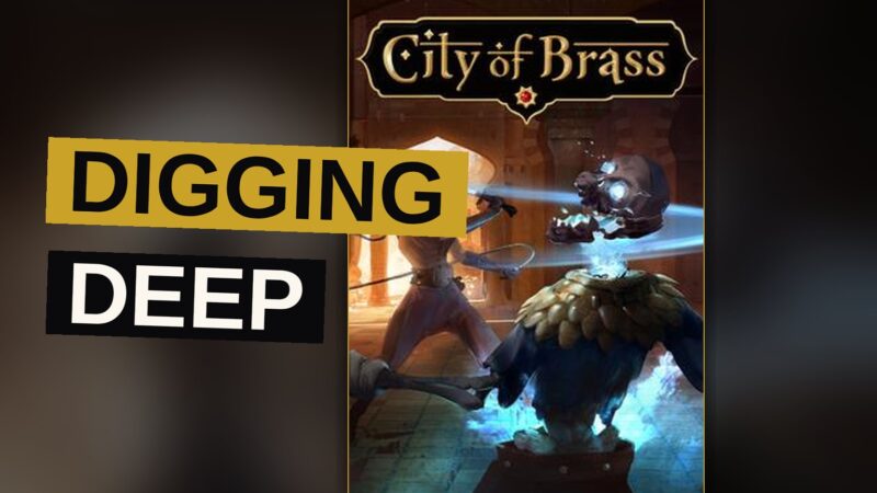 An adventurer descends into a vast underground chamber within a fallen city of gold.