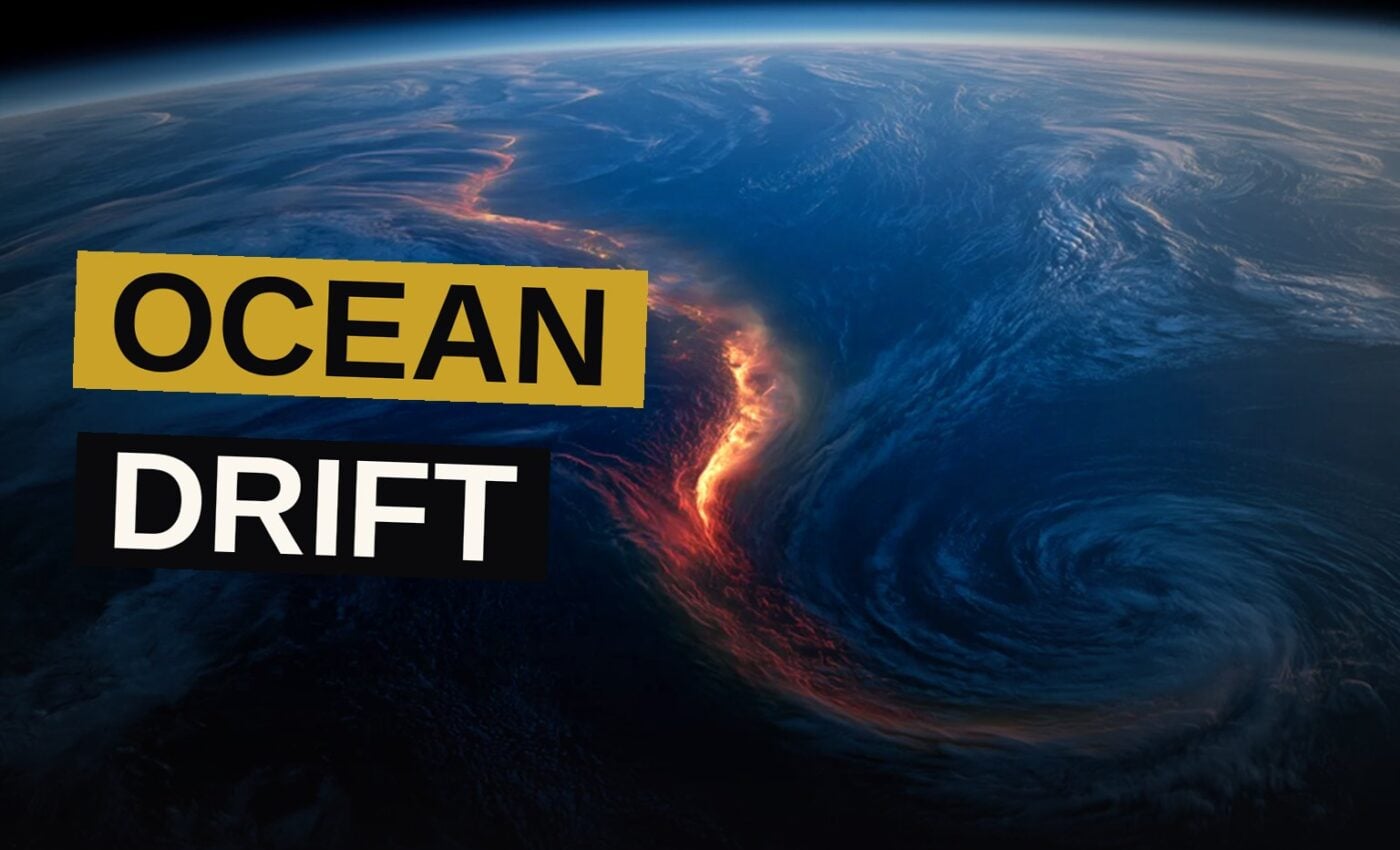 Two great oceans, once bound in perfect harmony, now drift apart beneath a troubled sky.