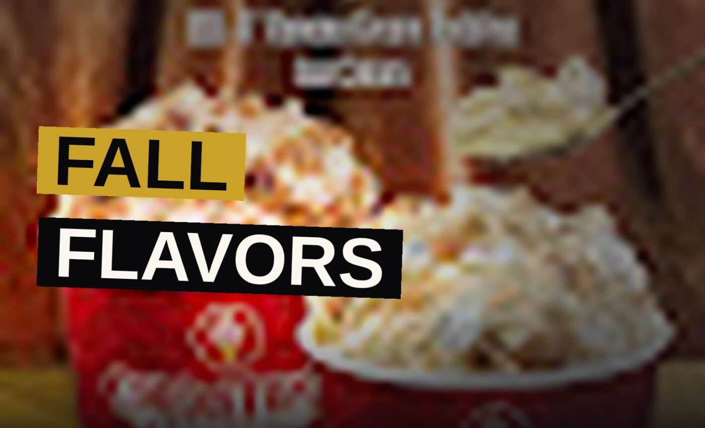 Two Cold Stone ice cream creations in cups, one with banana pudding and wafers, the other with graham cracker ice cream and dough pieces.