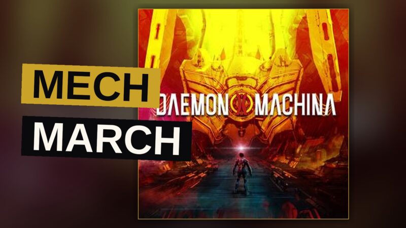 A mech pilot maneuvers through a battlefield amid explosions and enemy robots.