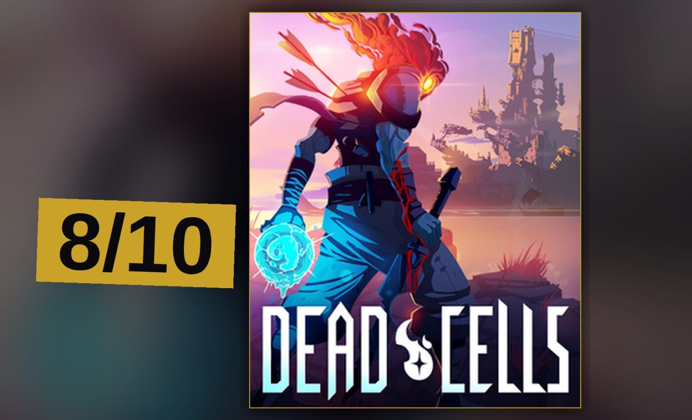 A hooded warrior battles enemies in a crumbling island fortress in Dead Cells.