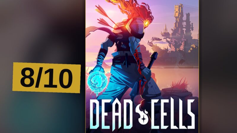 A hooded warrior battles enemies in a crumbling island fortress in Dead Cells.