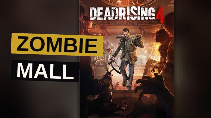 A survivor wields a chainsaw against zombies amid the ruins of a shopping center.