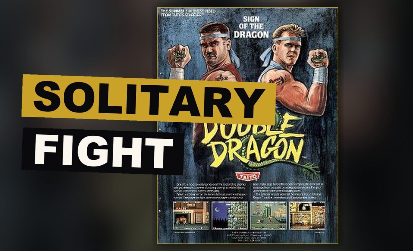 A single brother strikes against a gang in a ruined street, his companion absent from this solitary struggle.