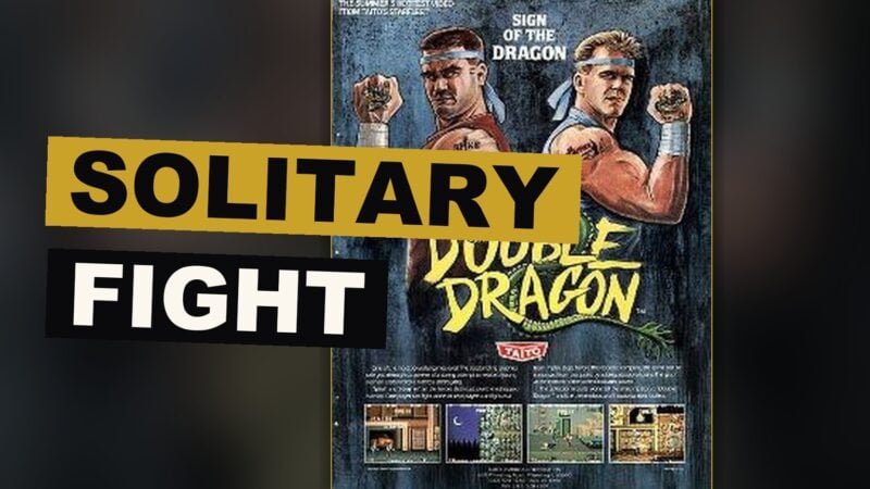 A single brother strikes against a gang in a ruined street, his companion absent from this solitary struggle.