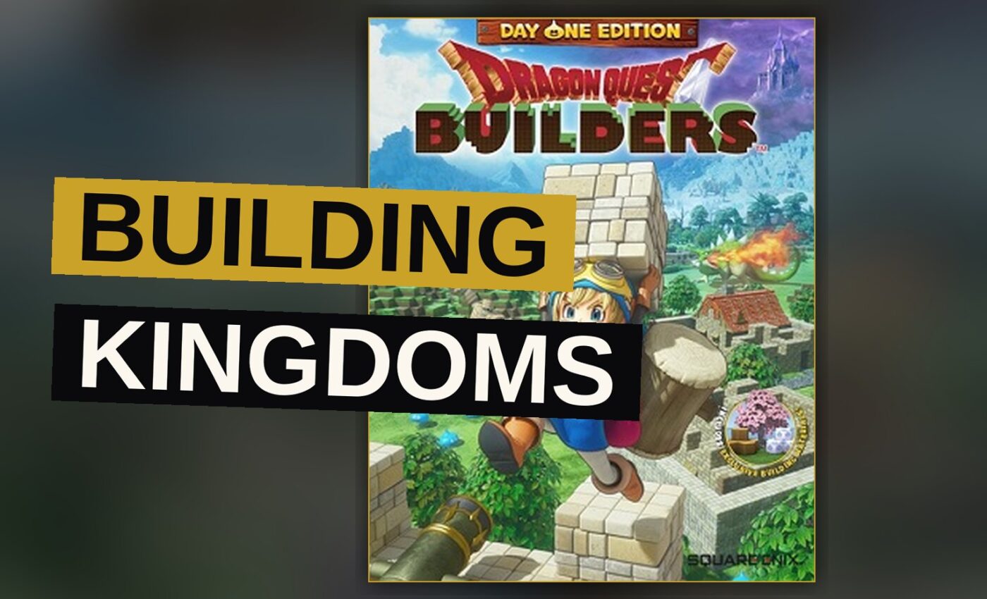 A solitary hero surveys a kingdom of blocks rising from a cursed island.