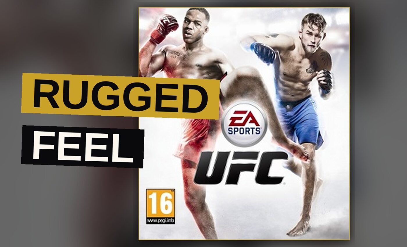 An MMA fighter strikes another during a chaotic match inside a packed arena.