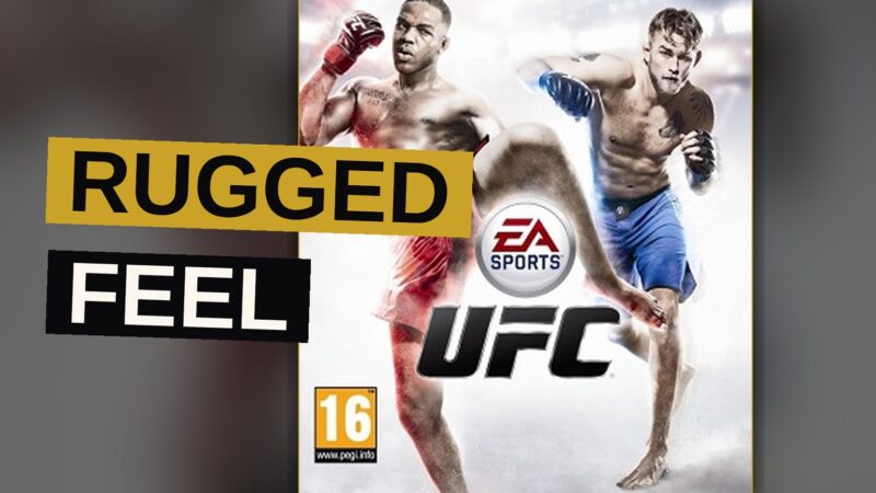 An MMA fighter strikes another during a chaotic match inside a packed arena.