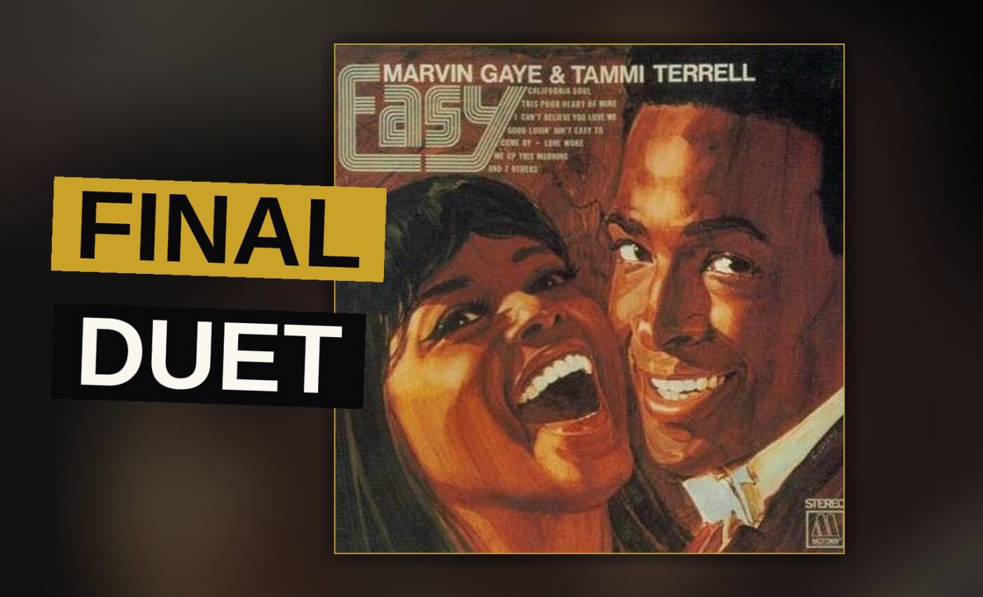 A vintage-style illustration of a smiling Black man and woman in 1960s attire, standing close together against a warm pastel background.