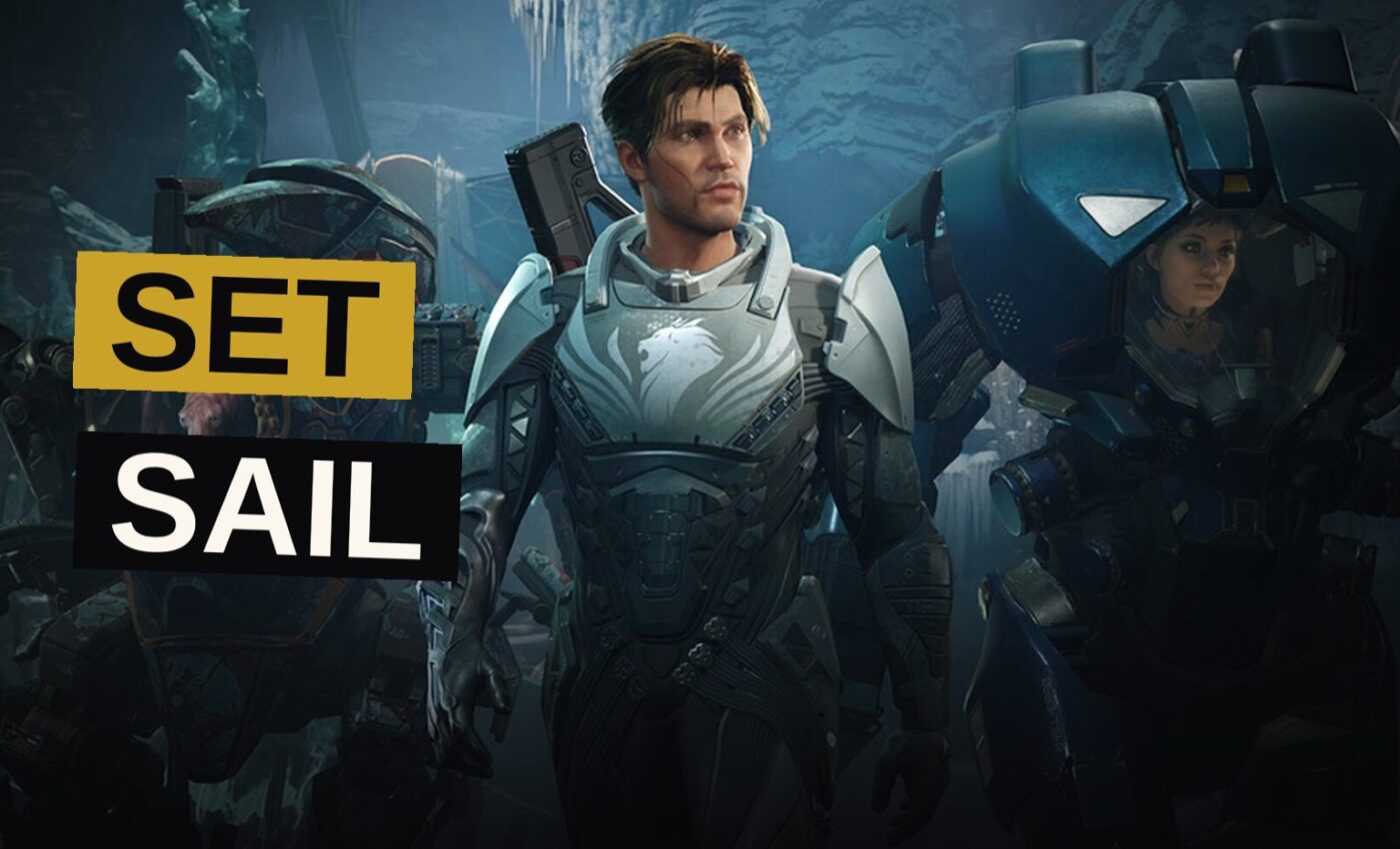 A solitary traveler and his beastly companion gaze upon a dying world from the silent depths of a spectral station.