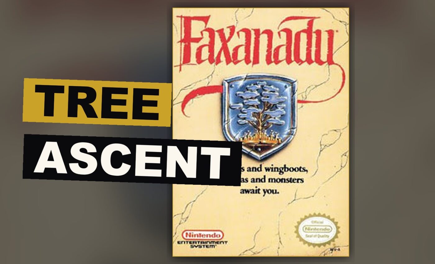 A traveler moves upward through the many chambers of a vast tree that holds an entire world within it.