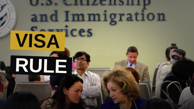 An H-1B visa document and passport on a desk with a clock in the background, symbolizing the impending end of the grace period.