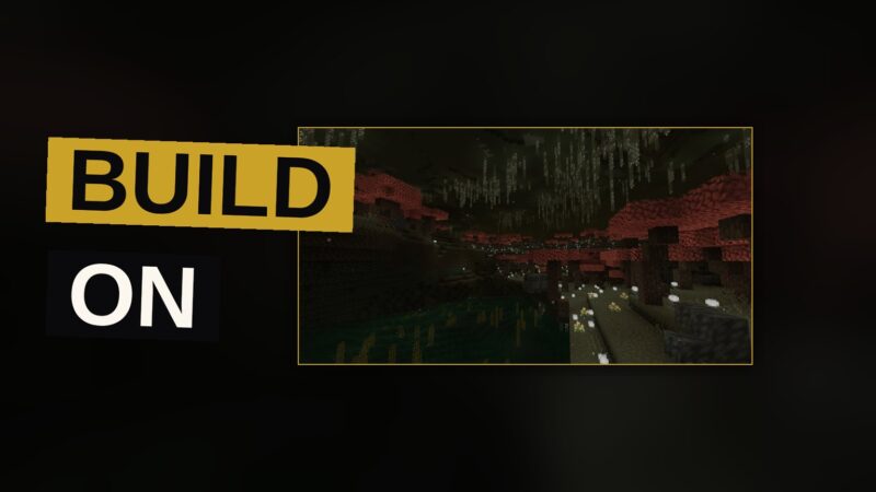 A vast world of blocks rises under a setting sun, where builders dwell and monsters lurk in the shadows.