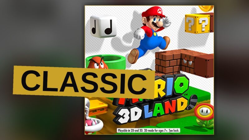 Super Mario jumps between floating platforms in a colorful 3D diorama level with coins in mid-air.