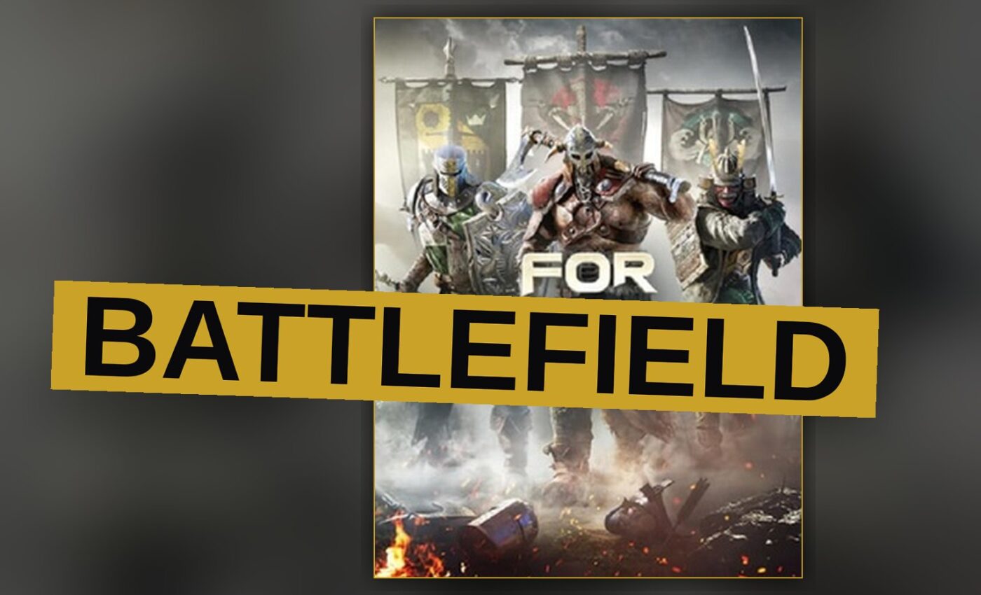 A knight raises his sword amid a stormy field, engaged in a fierce duel against unseen foes.