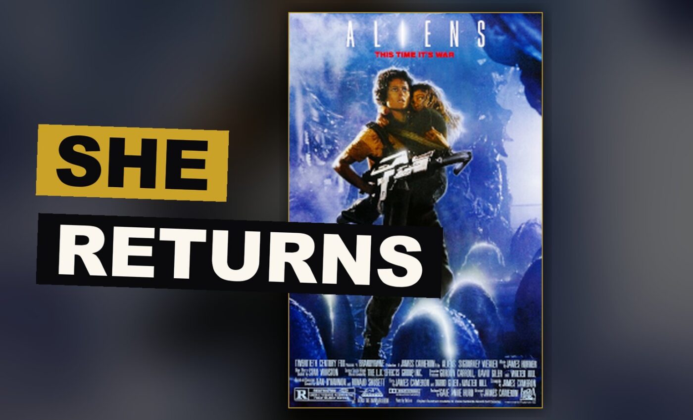 A woman in a heavy metal suit stands ready in a dim chamber, facing an unseen creature.