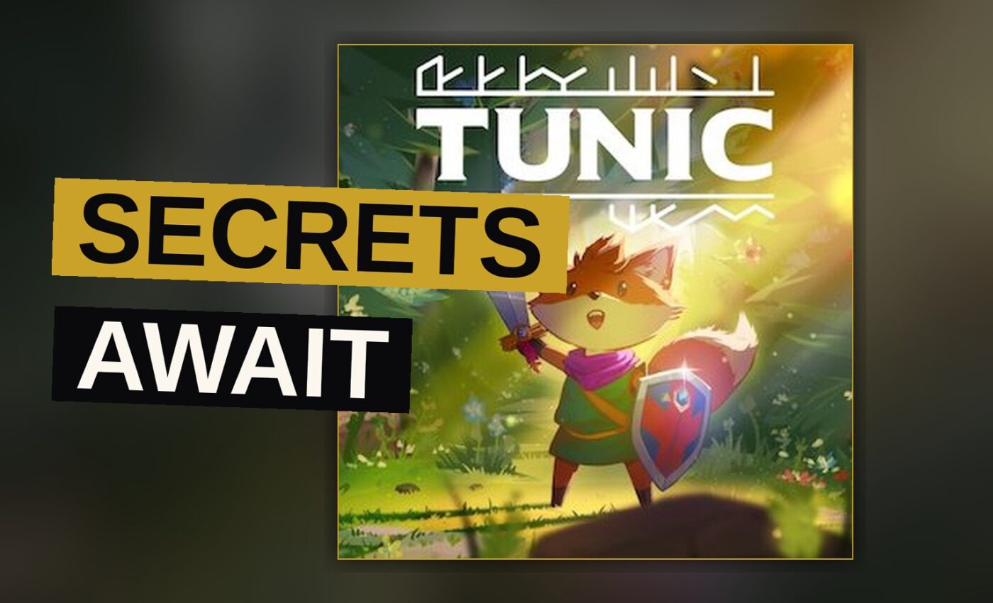 A small orange fox holding a sword and shield in a sunlit ruined courtyard with ancient arches.