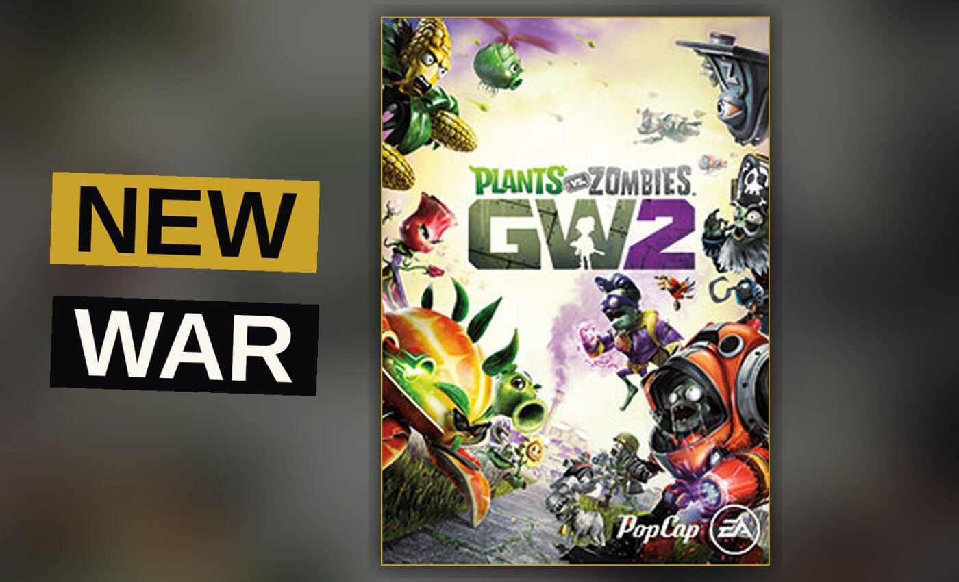Zombie soldiers and plants clash upon a verdant battlefield in a whimsical war of leaf and root.