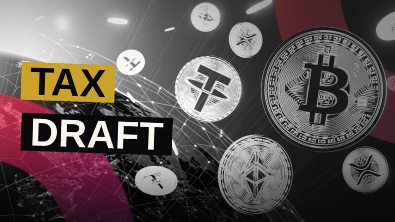 Illustration of Bitcoin coins and euro symbols set against German government architecture.