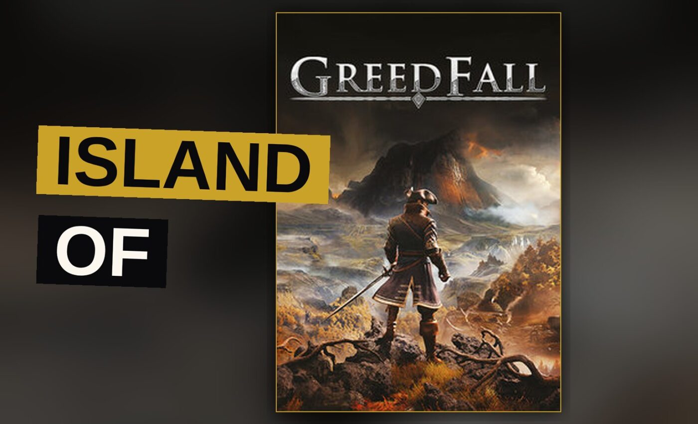 An explorer stands upon a cliff above a misty archipelago of iron and glass.