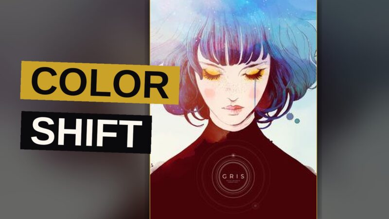 A young woman walks through a world that shifts from gray stone to bright gold, each color telling a story of her sorrow.
