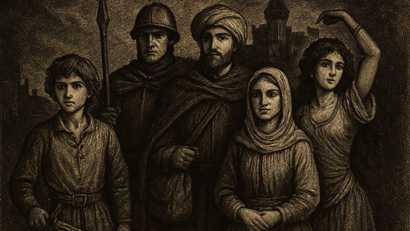 Five heroes of separate tales stand united before a kingdom, their private quests joined at last into a single grand journey.