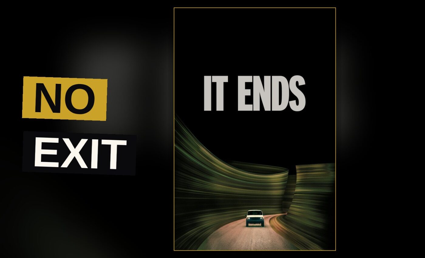A car sits stalled upon an endless dark road that refuses to reach its end.