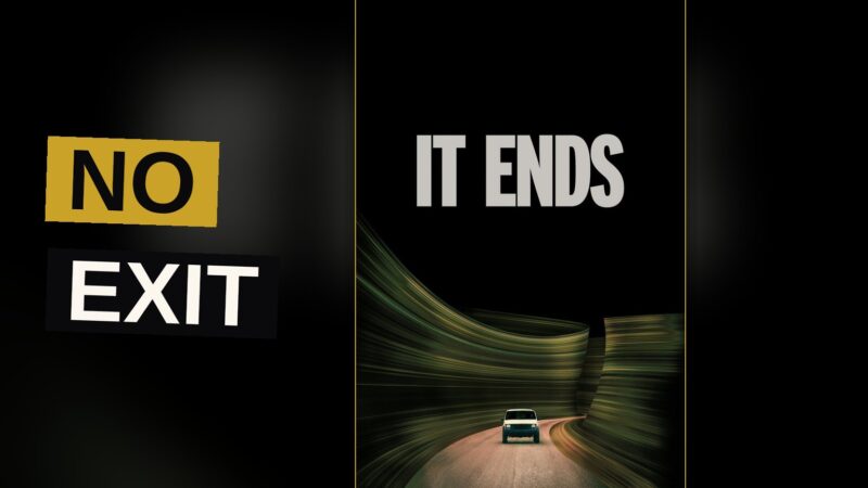 A car sits stalled upon an endless dark road that refuses to reach its end.