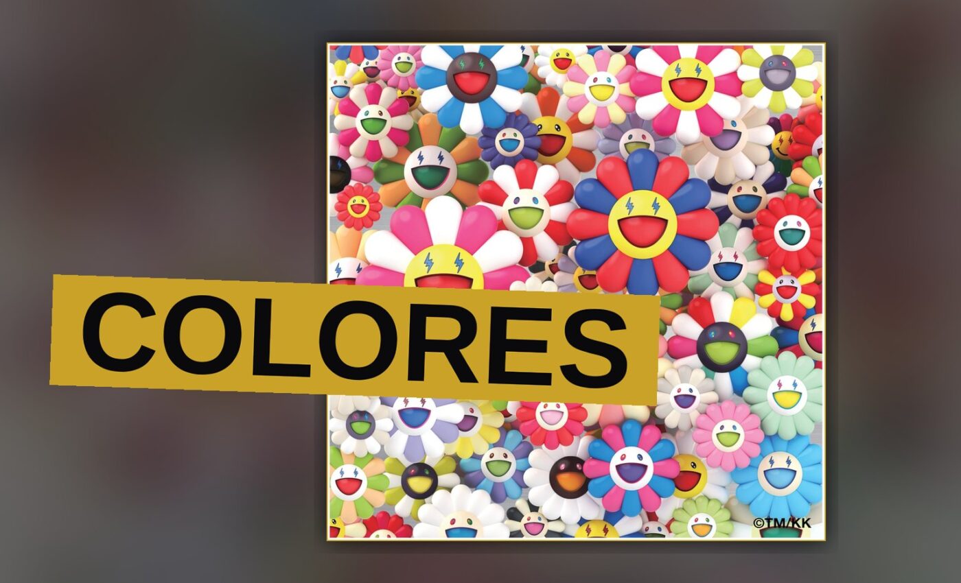 Colorful swirling paint splashes representing the ten tracks of J Balvin's album Colores.