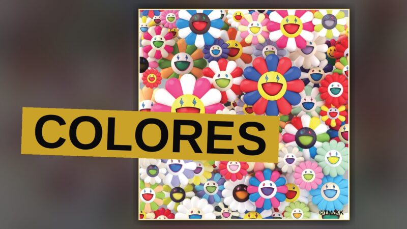 Colorful swirling paint splashes representing the ten tracks of J Balvin's album Colores.