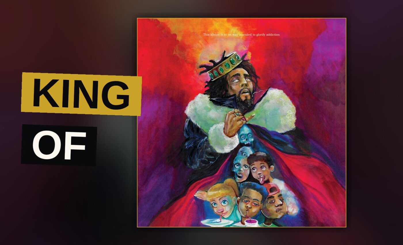 A rapper stands alone under a spotlight, evoking the album's theme of fame and guilt.