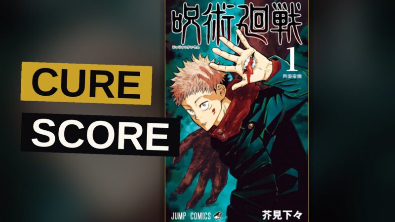A young jujutsu sorcerer battles a towering shadowy curse spirit in a dramatic anime-style scene.