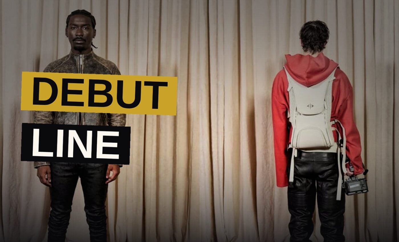 A luxury backpack designed for streamers sits on a runway, combining broadcasting gear with high-end fashion styling.