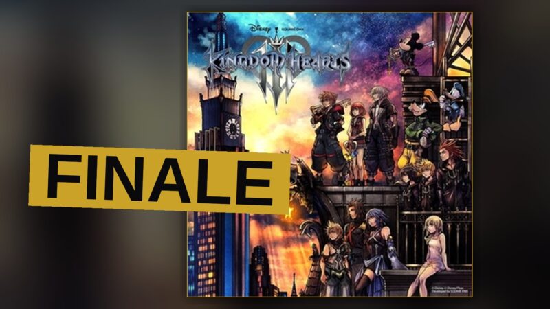 Sora battles enemies with a glowing Keyblade in a vividly colored Disney-themed world.