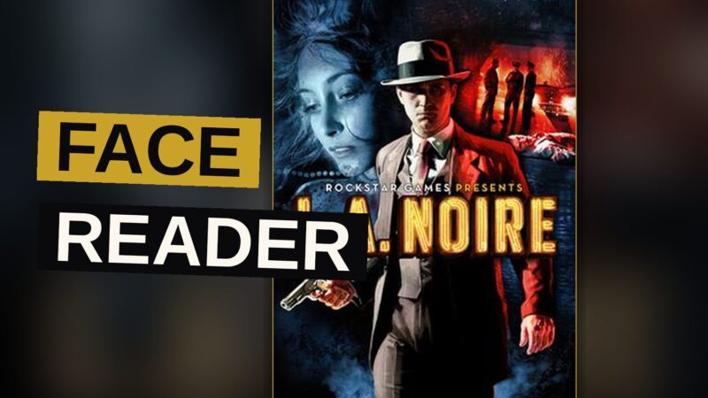 A detective in a hat interrogates a suspect in a noir-style office, faces lit dramatically.