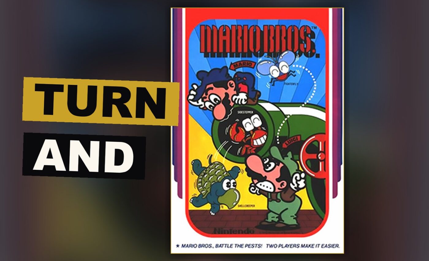 Two figures upon a narrow platform contend with a strange enemy in an old and simple game.