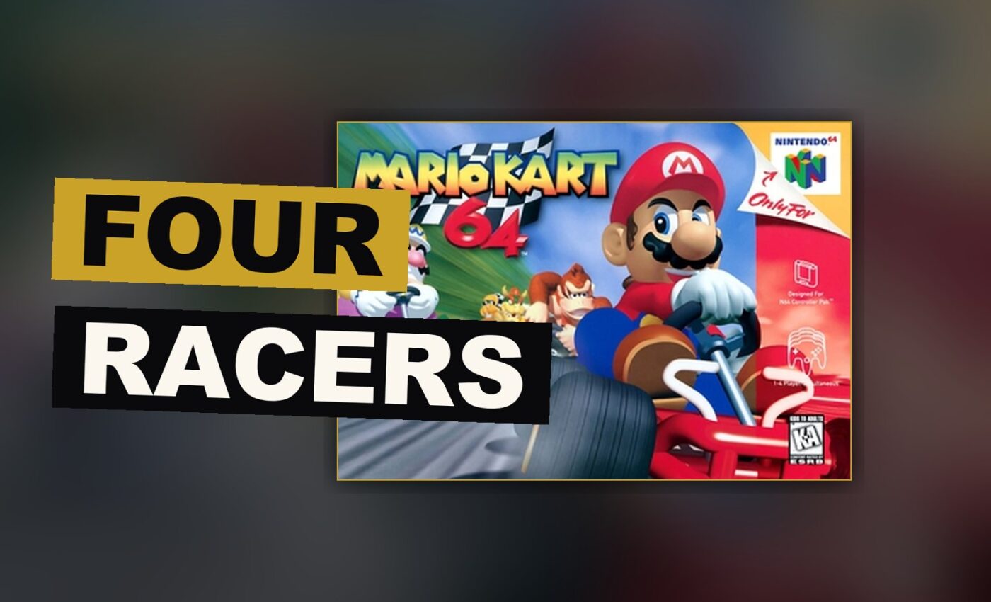 Four racers race together around a bright and perilous course, each seeking to best the others.
