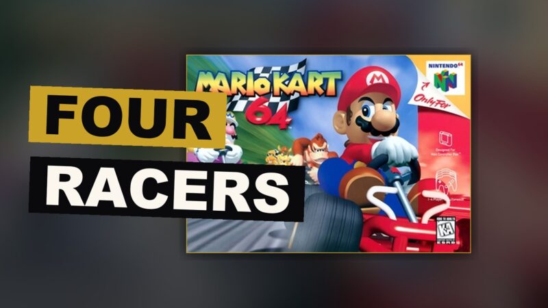 Four racers race together around a bright and perilous course, each seeking to best the others.